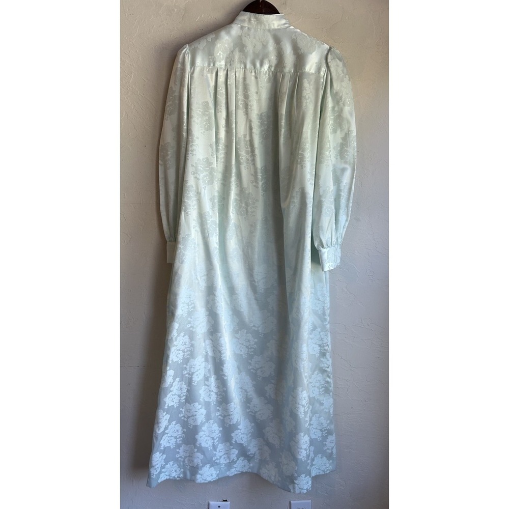 Vintage Christian Dior Nightgown Gown Robe M Floral Satin Jacquard Blue Romantic - Picture 2 of 7